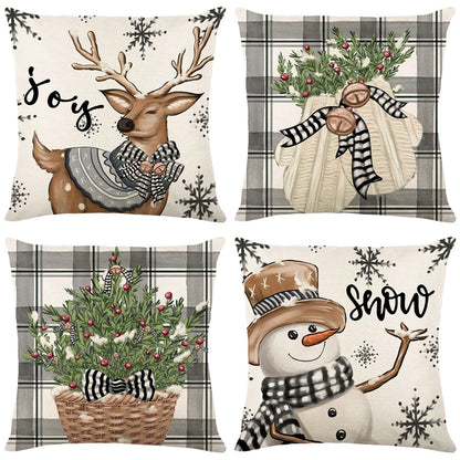 Linen Christmas Pillow Case Christmas Decoration for Home Cushion Cover 45x45cm